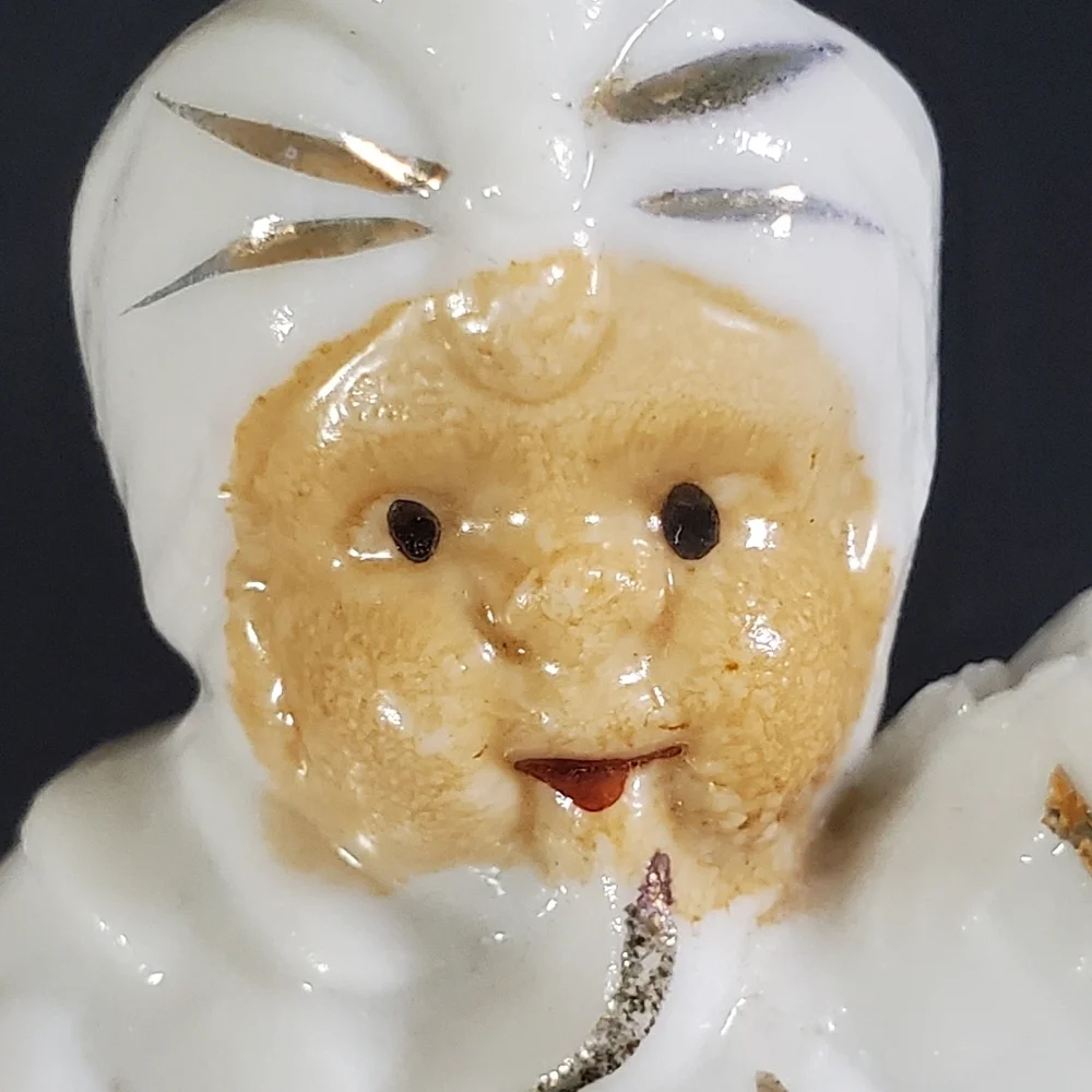 Ceramic Boy Playing Tuba Figurine Musician Collectible Vintage Japan